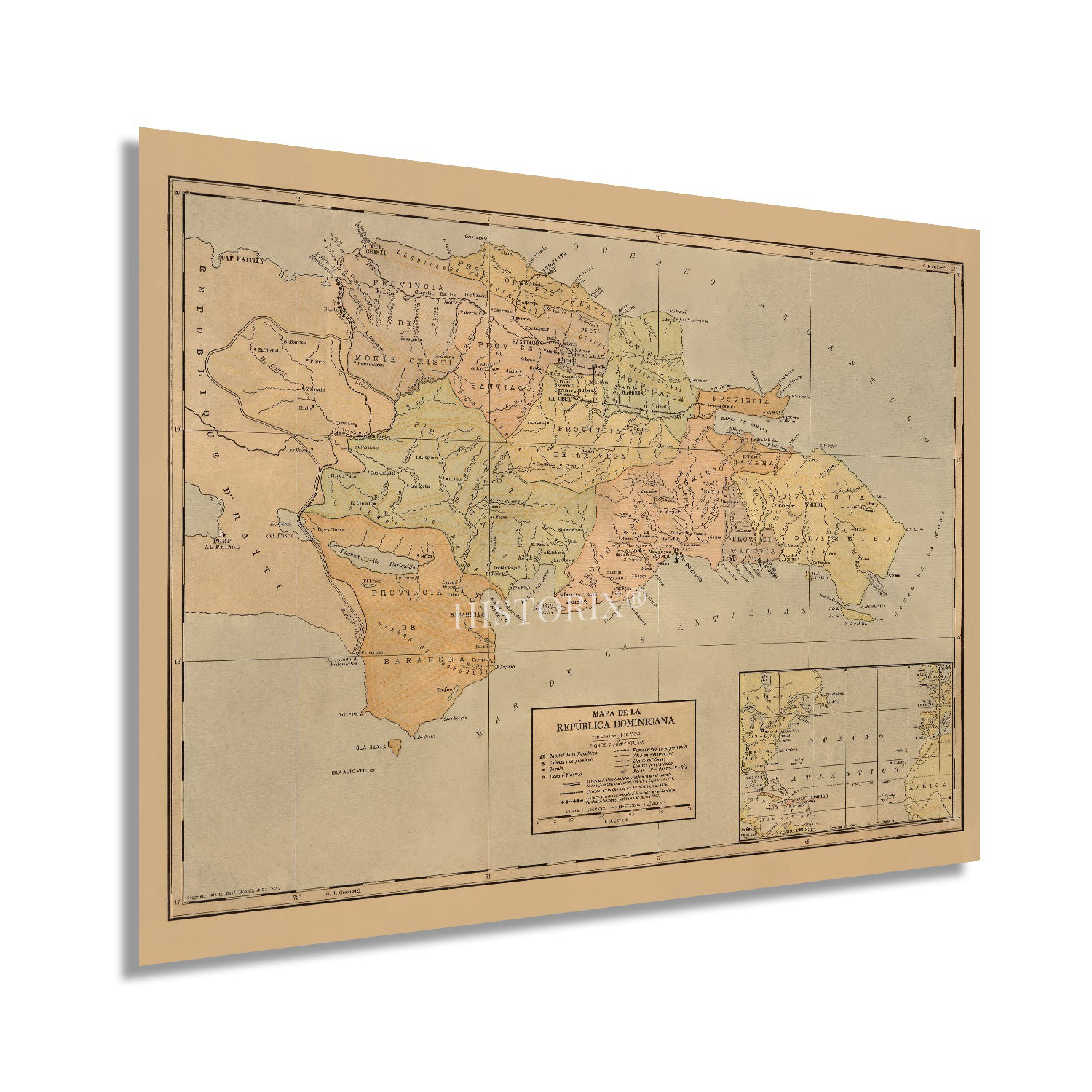 Williston " 1910 Dominican Republic Map Poster " Wayfair